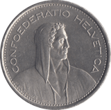 1974 SWITZERLAND FIVE FRANCS - WORLD COINS - Cambridgeshire Coins