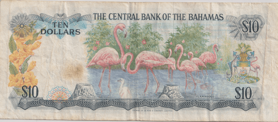 1974 TEN DOLLARS BAHAMAS BANKNOTE REF-1762 - WORLD BANKNOTES - Cambridgeshire Coins