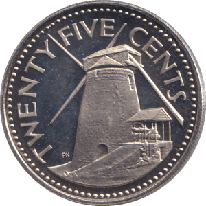 1974 TWENTY FIVE CENTS BARBADOS - WORLD COINS - Cambridgeshire Coins