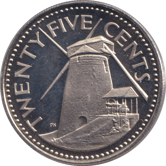 1974 TWENTY FIVE CENTS BARBADOS - WORLD COINS - Cambridgeshire Coins