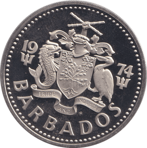 1974 TWO DOLLARS BARBADOS - WORLD COINS - Cambridgeshire Coins