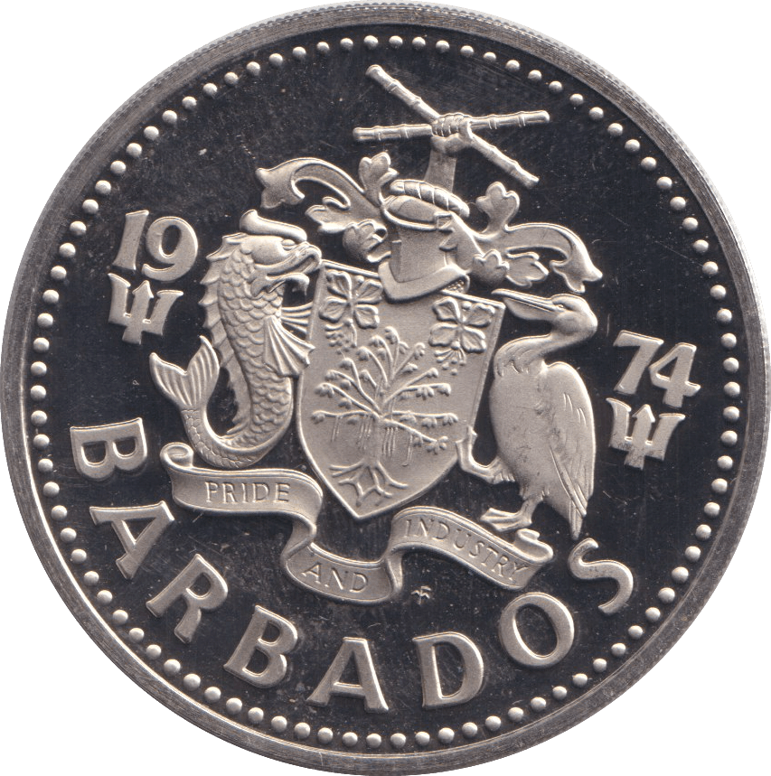 1974 TWO DOLLARS BARBADOS - WORLD COINS - Cambridgeshire Coins