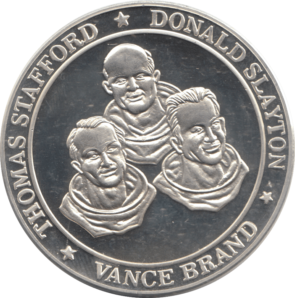 1975 1OZ FINE SILVER APOLLO SOYUZ TEST PROJECT COMMEMORATIVE COIN - SILVER 1 oz COINS - Cambridgeshire Coins
