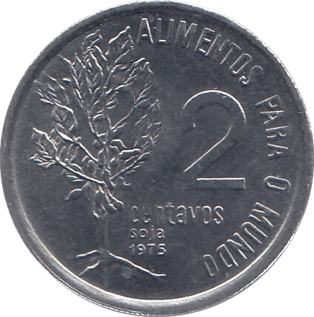 1975 BRAZIL TWO CENTAVOS - WORLD COINS - Cambridgeshire Coins