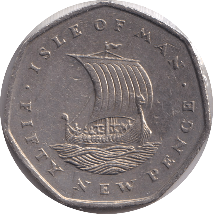 1975 FIFTY PENCE ISLE OF MAN - WORLD COINS - Cambridgeshire Coins