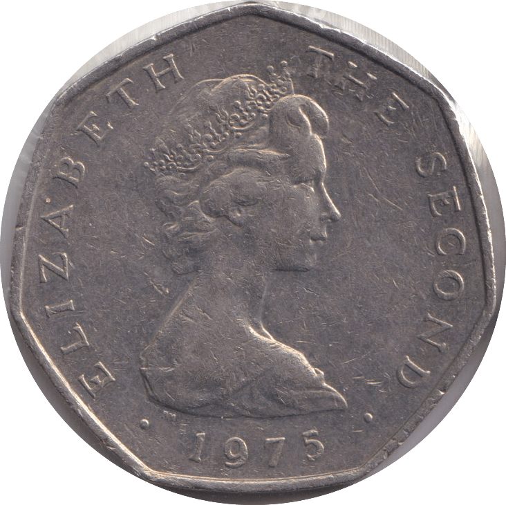 1975 FIFTY PENCE ISLE OF MAN - WORLD COINS - Cambridgeshire Coins
