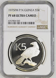 1975 SILVER 5 KINA PAPUA NEW GUINEA EAGLE ( NGC ) PF 68 ULTRA CAMEO - NGC SILVER COINS - Cambridgeshire Coins