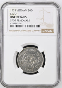 1975 SILVER 50 DONG NGC UNC DETAILS - NGC SILVER COINS - Cambridgeshire Coins