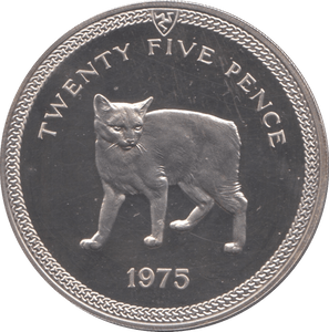 1975 SILVER COMMEMORATIVE 25 PENCE ISLE OF MAN - SILVER WORLD COINS - Cambridgeshire Coins