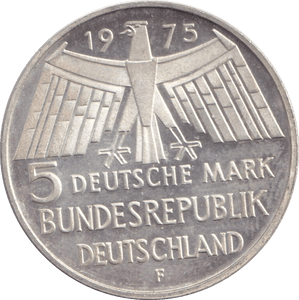 1975 SILVER FIVE FRANC - SILVER WORLD COINS - Cambridgeshire Coins