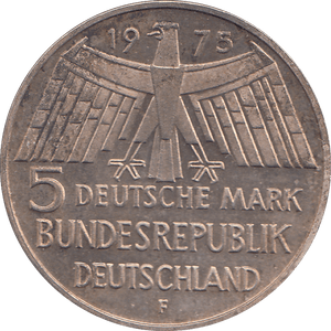 1975 SILVER GERMANY 5 MARKS - WORLD COINS - Cambridgeshire Coins