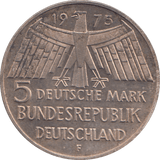1975 SILVER GERMANY 5 MARKS - WORLD COINS - Cambridgeshire Coins