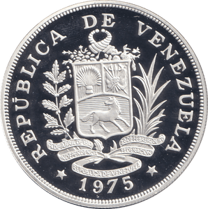 1975 SILVER PROOF 50 BOLIVARES VENEZUELA - SILVER WORLD COINS - Cambridgeshire Coins