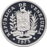 1975 SILVER PROOF 50 BOLIVARES VENEZUELA - SILVER WORLD COINS - Cambridgeshire Coins