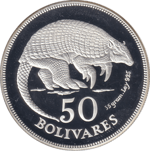 1975 SILVER PROOF 50 BOLIVARES VENEZUELA - SILVER WORLD COINS - Cambridgeshire Coins