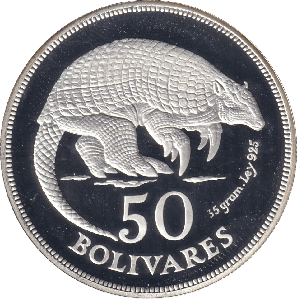1975 SILVER PROOF 50 BOLIVARES VENEZUELA - SILVER WORLD COINS - Cambridgeshire Coins