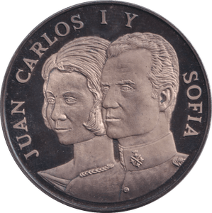 1975 SILVER PROOF COIN JUAN CARLOS AND SOFIA - Silver Proof - Cambridgeshire Coins