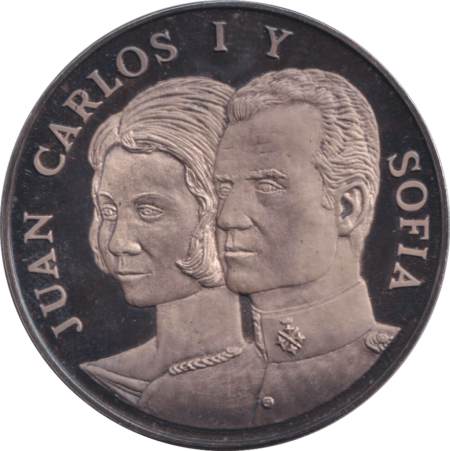 1975 SILVER PROOF COIN JUAN CARLOS AND SOFIA - Silver Proof - Cambridgeshire Coins