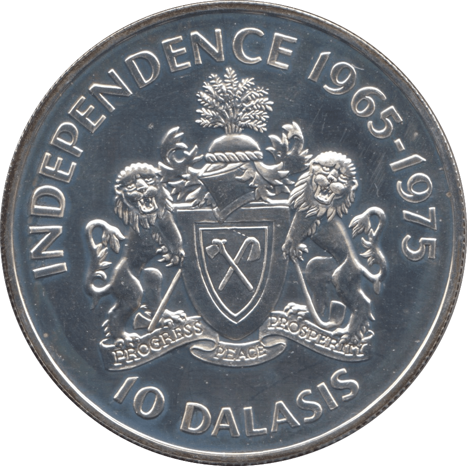 1975 SILVER PROOF TEN DALASIS GAMBIA - SILVER WORLD COINS - Cambridgeshire Coins
