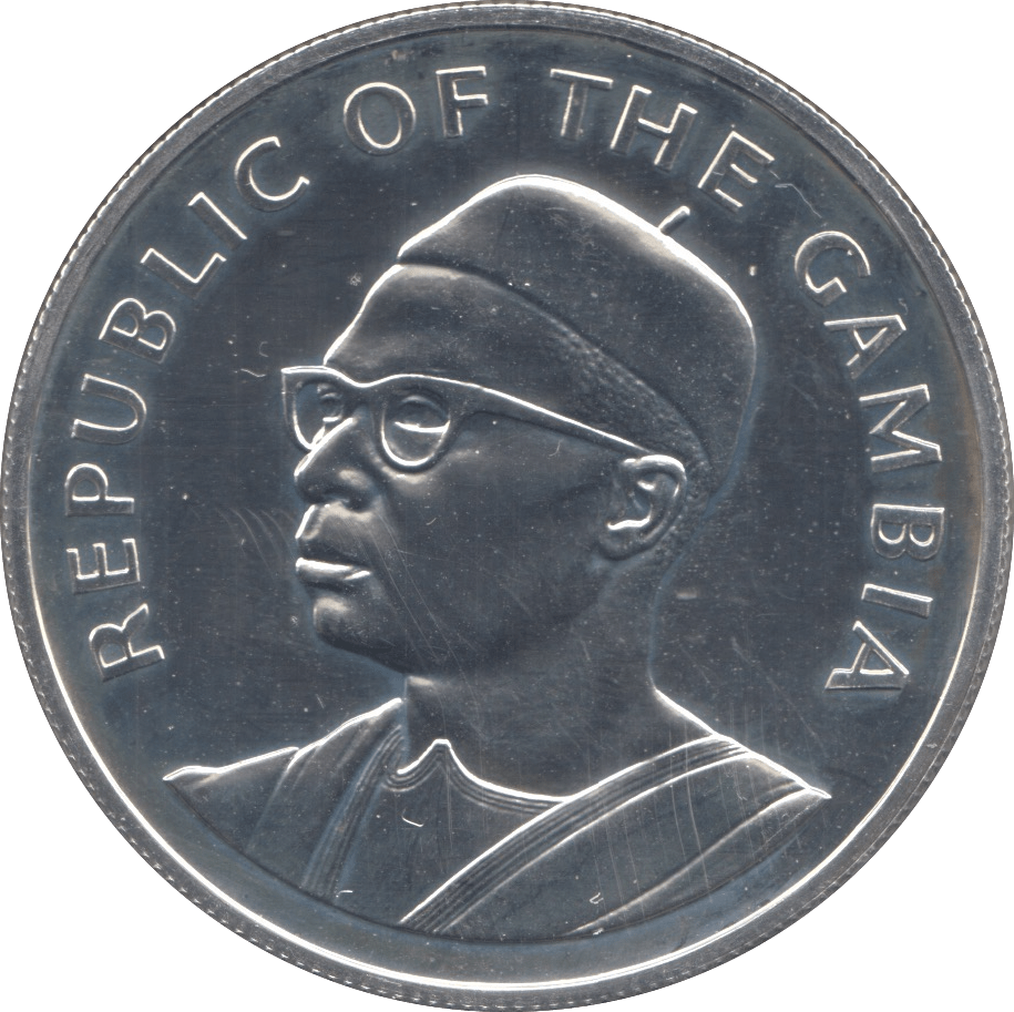 1975 SILVER PROOF TEN DALASIS GAMBIA - SILVER WORLD COINS - Cambridgeshire Coins