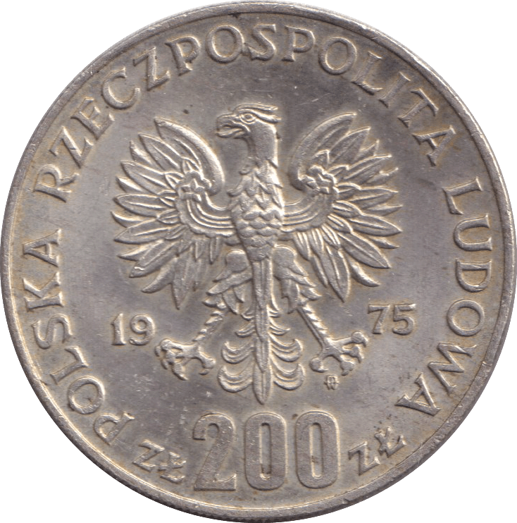 1975 SILVER TWO HUNDRED ZLOTYS POLAND - SILVER WORLD COINS - Cambridgeshire Coins
