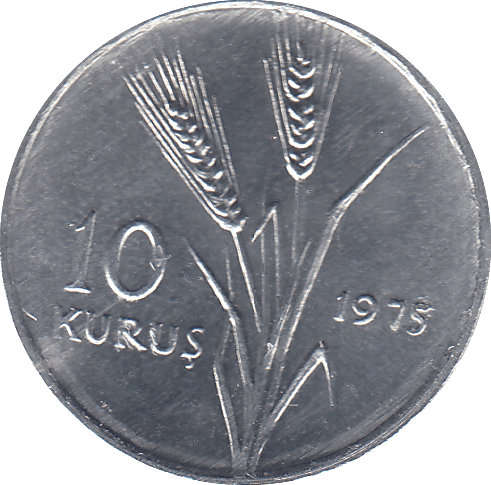 1975 TURKEY TEN KURUS - WORLD COINS - Cambridgeshire Coins