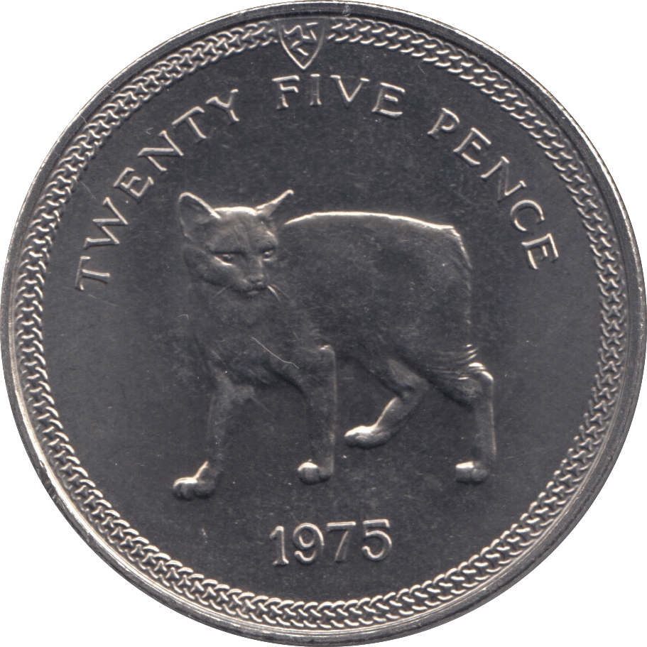 1975 TWENTY FIVE PENCE ISLE OF MAN - WORLD COINS - Cambridgeshire Coins