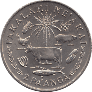 1975 TWO PAANGA PALM TREES TONGA - WORLD COINS - Cambridgeshire Coins