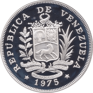 1975 VENEZUELA 25 BOLIVARES SPOTTED JAGUAR SILVER PROOF COIN .925 - SILVER WORLD COINS - Cambridgeshire Coins