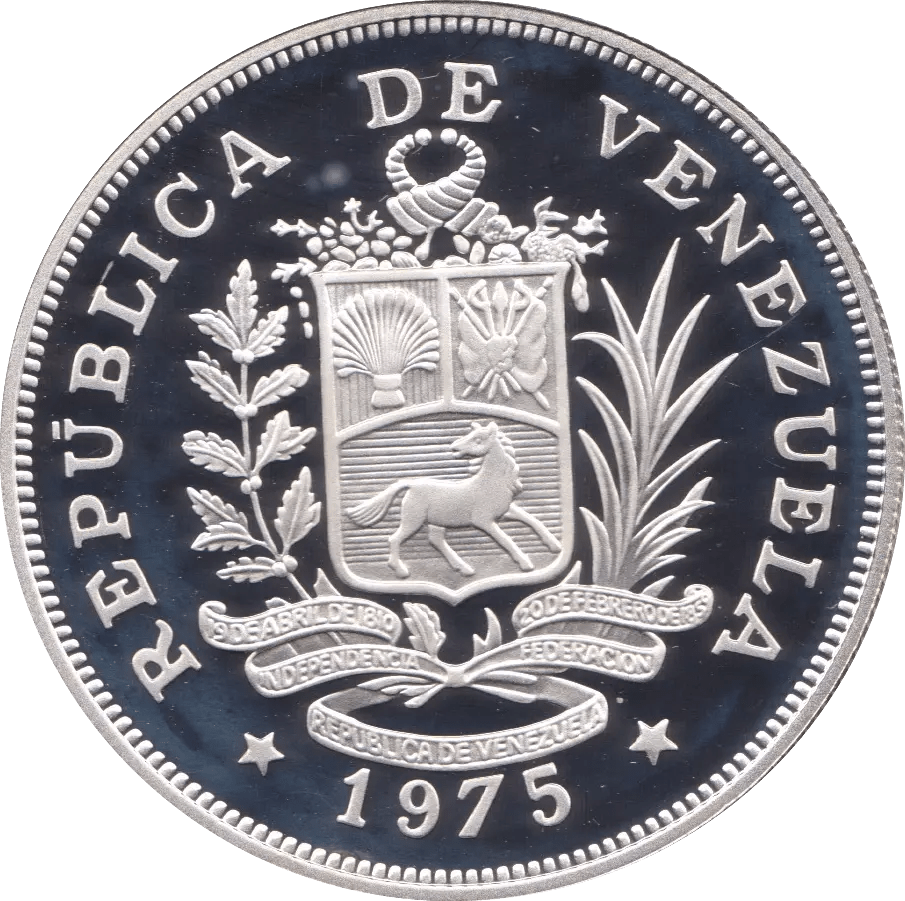 1975 VENEZUELA 25 BOLIVARES SPOTTED JAGUAR SILVER PROOF COIN .925 - SILVER WORLD COINS - Cambridgeshire Coins