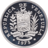 1975 VENEZUELA 25 BOLIVARES SPOTTED JAGUAR SILVER PROOF COIN .925 - SILVER WORLD COINS - Cambridgeshire Coins