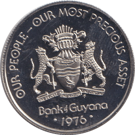 1976 25 CENTS GUYANA - WORLD COINS - Cambridgeshire Coins