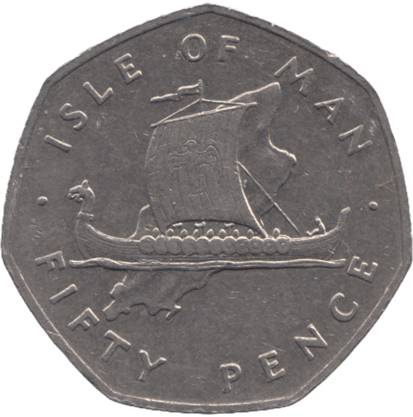 1976 FIFTY PENCE ISLE OF MAN - WORLD COINS - Cambridgeshire Coins