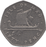 1976 FIFTY PENCE ISLE OF MAN - WORLD COINS - Cambridgeshire Coins