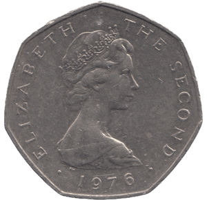 1976 FIFTY PENCE ISLE OF MAN - WORLD COINS - Cambridgeshire Coins