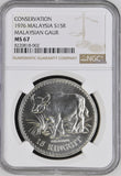 1976 MALAYSIA SILVER 15 RINGGIT CONSERVATION SERIES MALAYSIAN GAUR ( NGC ) MS67 - NGC SILVER COINS - Cambridgeshire Coins