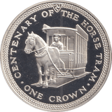 1976 ONE CROWN ISLE OF MAN CENTENARY OF THE HORSE TRAM - SILVER WORLD COINS - Cambridgeshire Coins