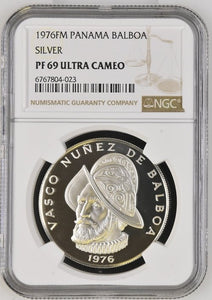 1976 SILVER 1 BALBOA PANAMA VASCO NUNEZ DE BALBOA ( NGC ) PF 69 ULTRA CAMEO - NGC SILVER COINS - Cambridgeshire Coins