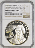 1976 SILVER $10 JAMAICA ADMIRAL HORATIO NELSON ( NGC ) PF 69 ULTRA CAMEO - NGC SILVER COINS - Cambridgeshire Coins