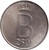 1976 SILVER 250 FRANC BELGIUM - SILVER WORLD COINS - Cambridgeshire Coins