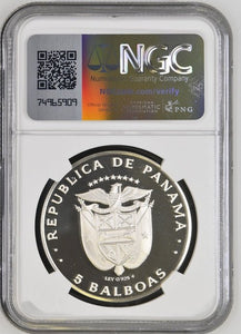 1976 SILVER 5 BALBOA PANAMA BELISARIO PORRAS ( NGC ) PF 68 ULTRA CAMEO - NGC SILVER COINS - Cambridgeshire Coins