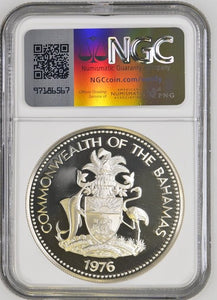 1976 SILVER $5 COMMONWEALTH OF BAHAMAS NATIONAL FLAG ( NGC ) PF 68 ULTRA CAMEO - NGC SILVER COINS - Cambridgeshire Coins