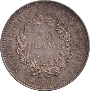 1976 SILVER 50 FRANC FRANCE - SILVER WORLD COINS - Cambridgeshire Coins