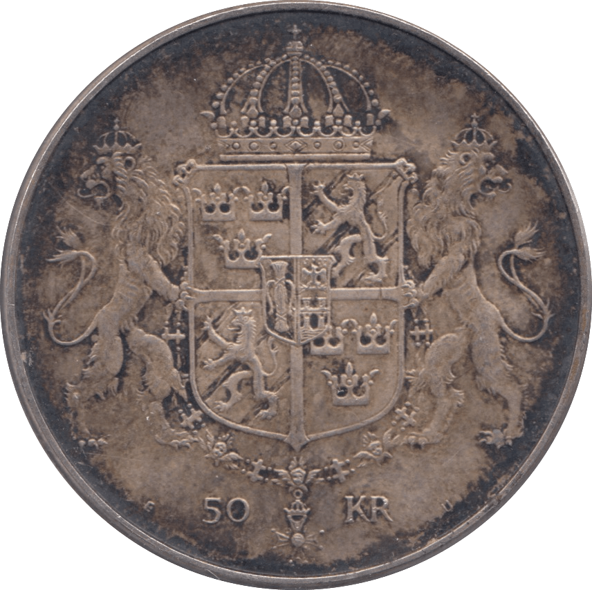 1976 SILVER 50 KRONER SWEDEN - SILVER WORLD COINS - Cambridgeshire Coins