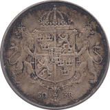1976 SILVER 50 KRONER SWEDEN - SILVER WORLD COINS - Cambridgeshire Coins