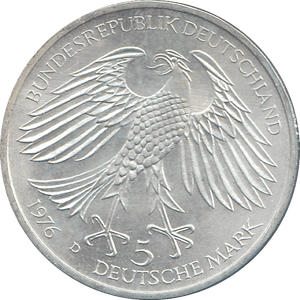 1976 SILVER GERMANY 5 MARKS - WORLD COINS - Cambridgeshire Coins