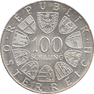 1976 SILVER PROOF 100 SCHILLING AUSTRIA - SILVER WORLD COINS - Cambridgeshire Coins