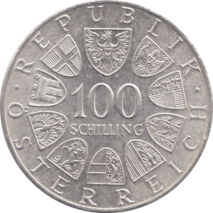 1976 SILVER PROOF 100 SCHILLING AUSTRIA - SILVER WORLD COINS - Cambridgeshire Coins