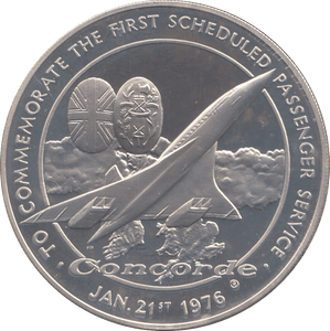 1976 SILVER PROOF CONCORDE FIRST SCHEDULED PASSENGER SERVICE COMMEMORATIVE MEDAL - SILVER WORLD COINS - Cambridgeshire Coins