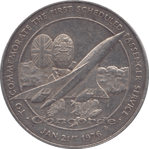 1976 SILVER PROOF CONCORDE FIRST SCHEDULED PASSENGER SERVICE COMMEMORATIVE MEDAL - SILVER WORLD COINS - Cambridgeshire Coins